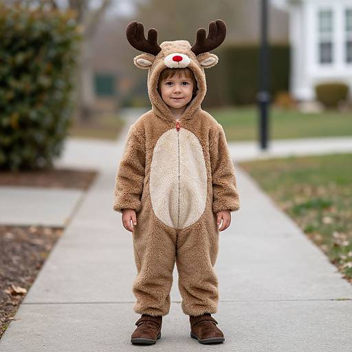 Child in Plush Reindeer Costume