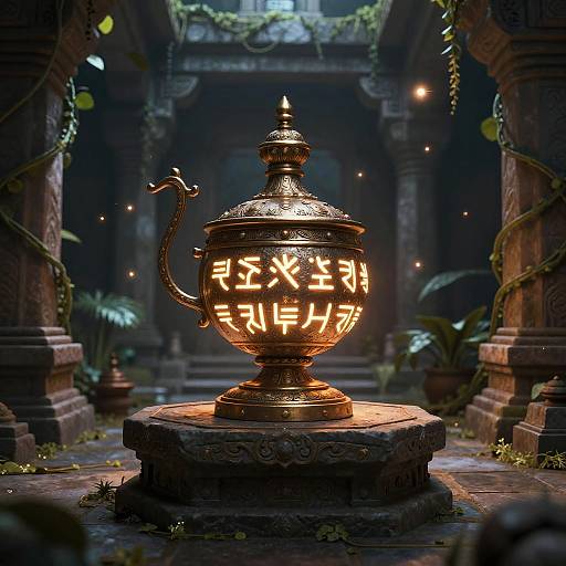 Ornate Rune-Emblazoned Mashal in Temple