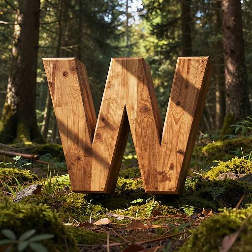 Wooden Sans Font in Forest Clearing