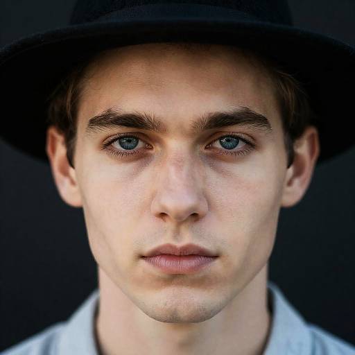 Intense Gaze of a Fair-Skinned Man