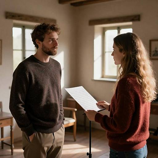 Sunlit Rustic Duet in Stone Room