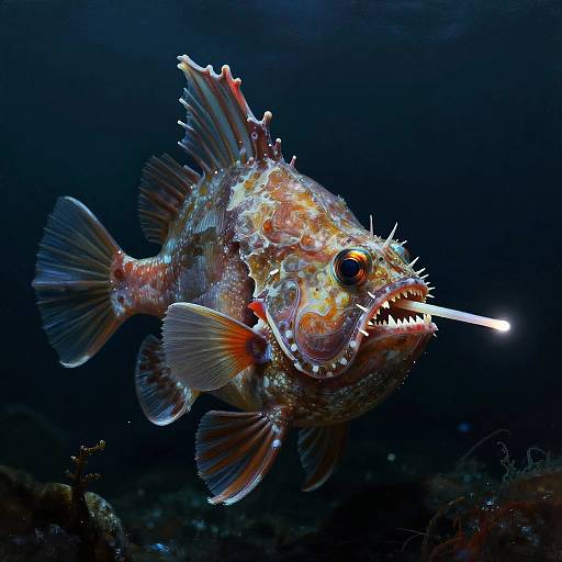 Realistic Deep-Sea Anglerfish Painting