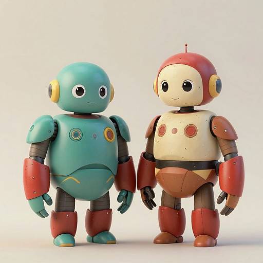 Cute Detailed Robots in Miyazaki Style