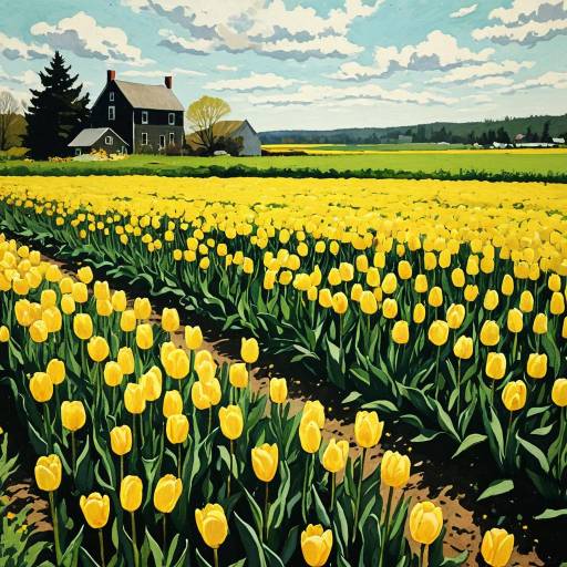 Winslow Homer-Style Tulip Field Serenity