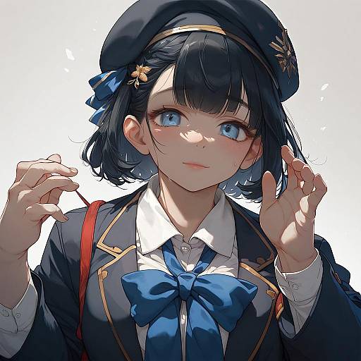 School Uniform Beret Anime Masterpiece Quality
