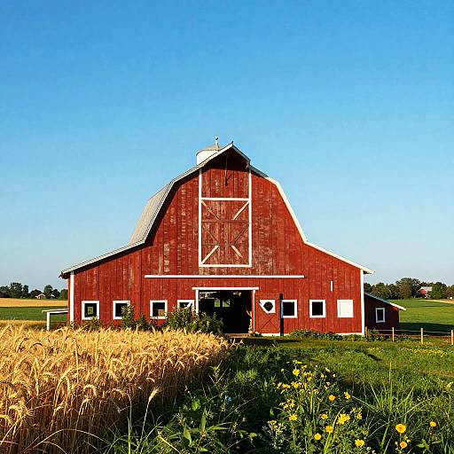 Rustic Red Barn on Lush Farm