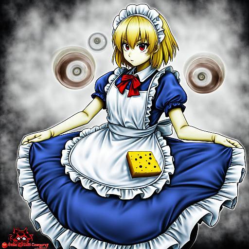 Illustration of Mugetsu (touhou), touhou in the style of Peso (cheese company)