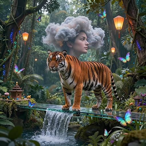 Bengal Tiger Double Exposure Dreamscape