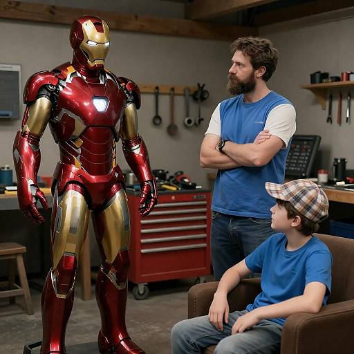 Workshop Scene with Iron Man Suit