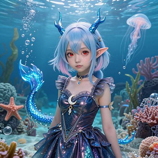 Elegant Water Dragon Woman Portrait