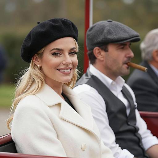 Charming Duo in a Vintage Vehicle