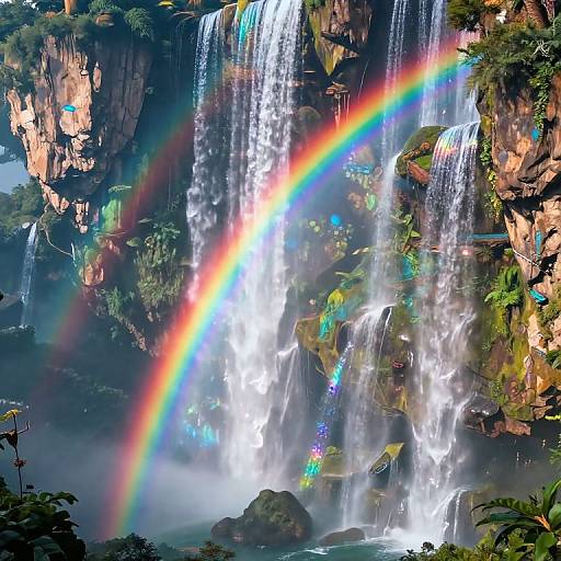 Magical Rainbow Over Floating Islands