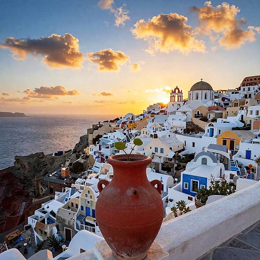 Colorful Mediterranean Village Sunset