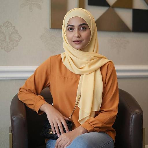 Stylish Young Woman in Vibrant Outfit