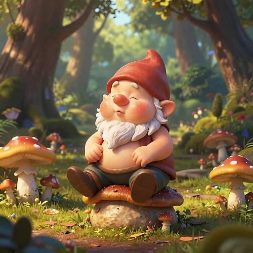 Chubby Gnome on Enchanted Toadstool