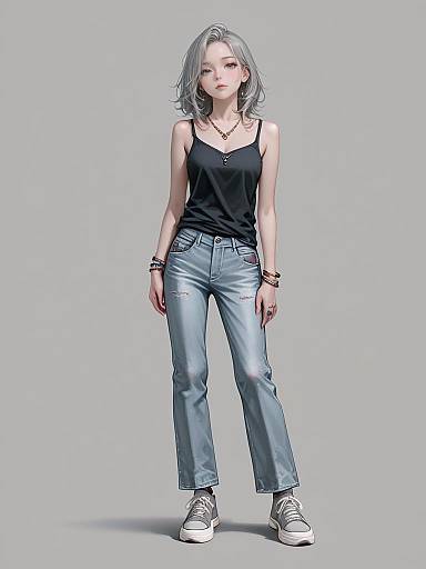 Casual Chic Woman Full Body Portrait