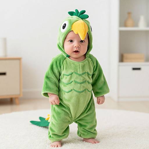 Newborn Parrot in Green Costume