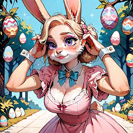 Adorable Easter Bunny Girl in Meadow