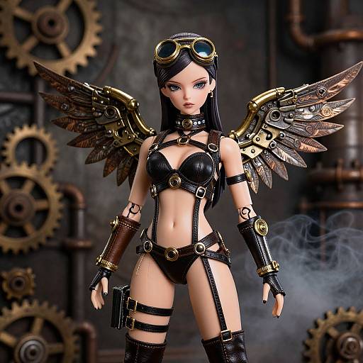 Steampunk Dominatrix Doll with Wings