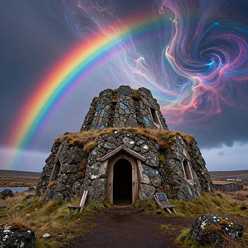 Huldufólk Elves in Psychedelic Nebula