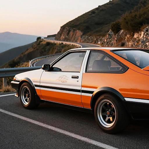 AE86 Vintage Japanese Sports Car Sunset