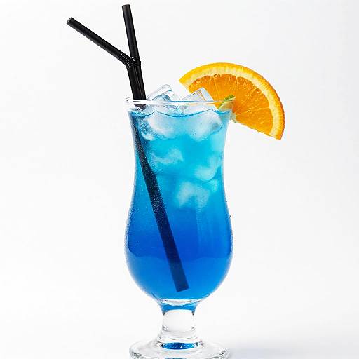 Vibrant Blue Cocktail on White Background