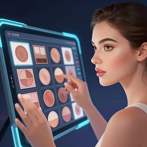 Futuristic Woman Exploring Makeup Filters