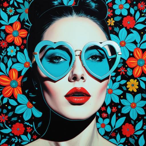 Psychedelic Pop Art Woman with Glasses
