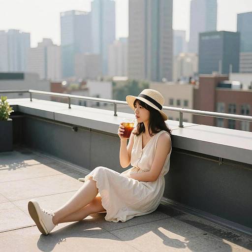 Teacher Relaxing on Rooftop Terrace
