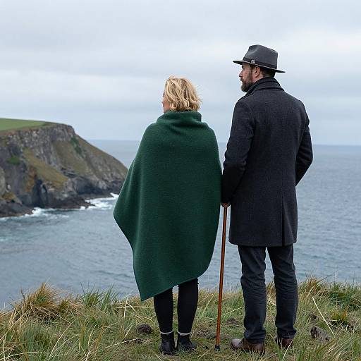 Contemplative Duo by the Sea Cliffs