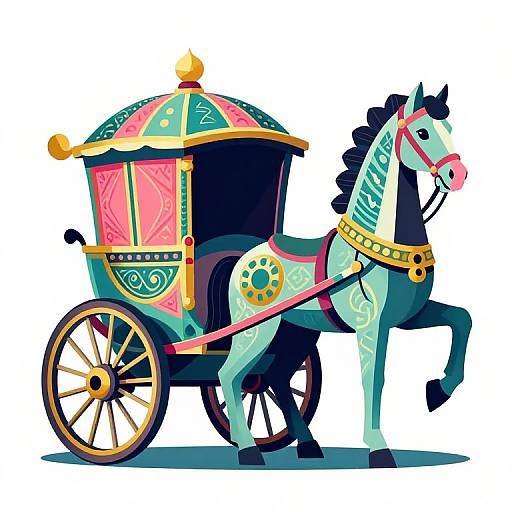 Vibrant Flat Illustration of Chariot