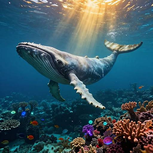 Surreal Whale Skeleton Over Coral Reef