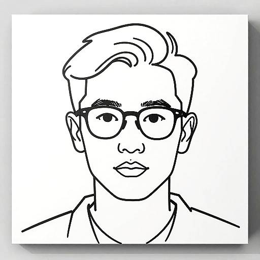 Continuous Line Art Portrait with Glasses