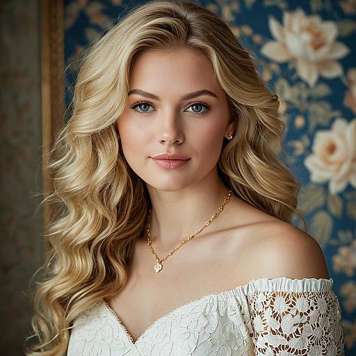 Portrait of Young Woman with Wavy Blonde Hair