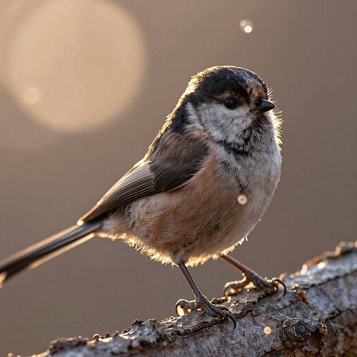 Close-up of Long-Tailed Tit Bird on Branch