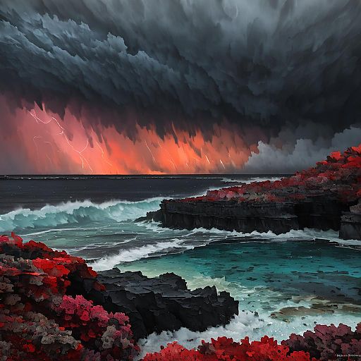 Abstract Stormy Coral Reef Evening Abstract Stormy Coral Reef Evening
