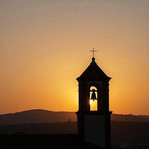 Sunset Silhouette of Bell Tower
