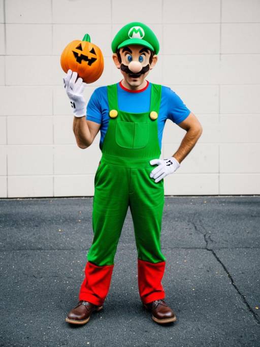 Mario Luigi Cosplay: Full-Body Halloween Photo