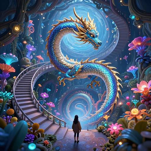 Ethereal Dragon on Infinite Spiral Staircase