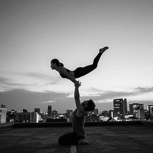 Helipad Acro Yoga Duo at Twilight