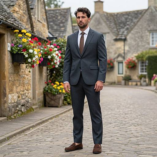 Handsome Man in Quaint Village Street