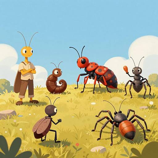 Anthropomorphic Insects on a Yellow Hill