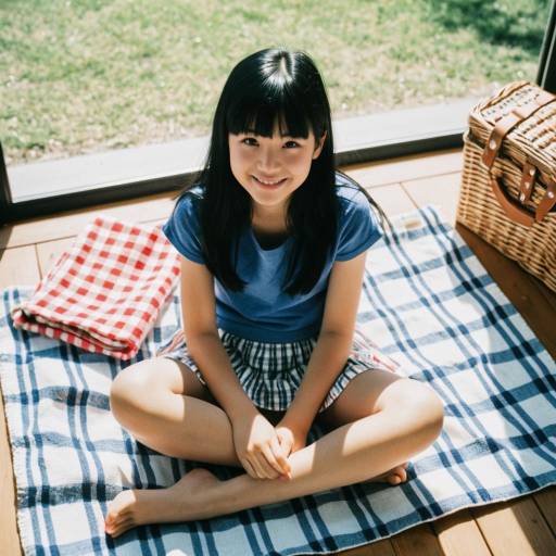Sunny Portrait of Tween Girl on Picnic