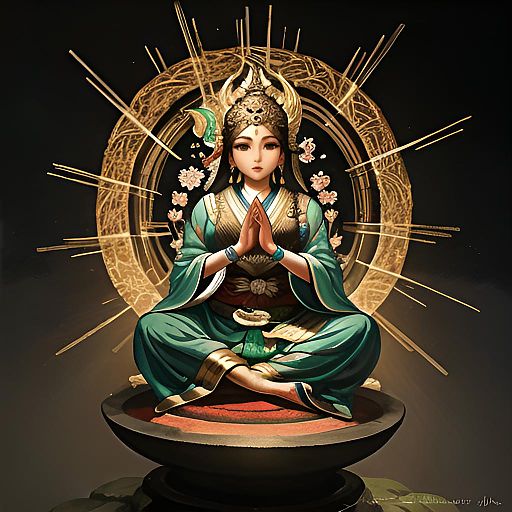 Surreal Goddess Lakshmi in Zen Garden