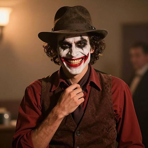 Man with Joker Makeup and Wide Grin