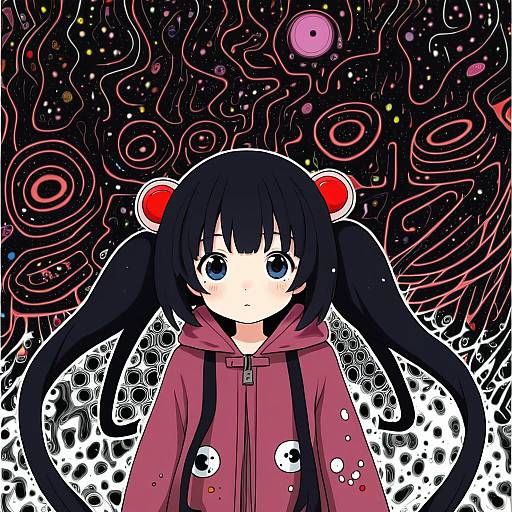 Illustration of Monoko, yume nikki in the style of Tomajiyama