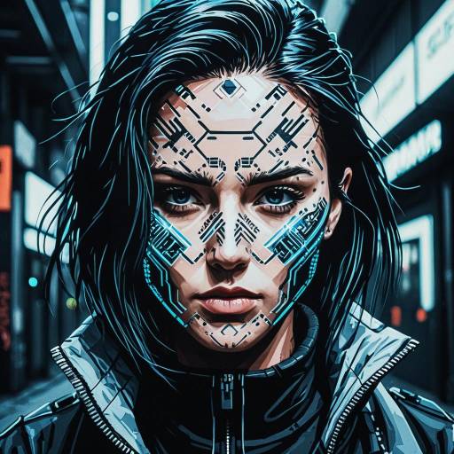 Cybernetic Female Street Artist Portrait Cybernetic Female Street Artist Portrait