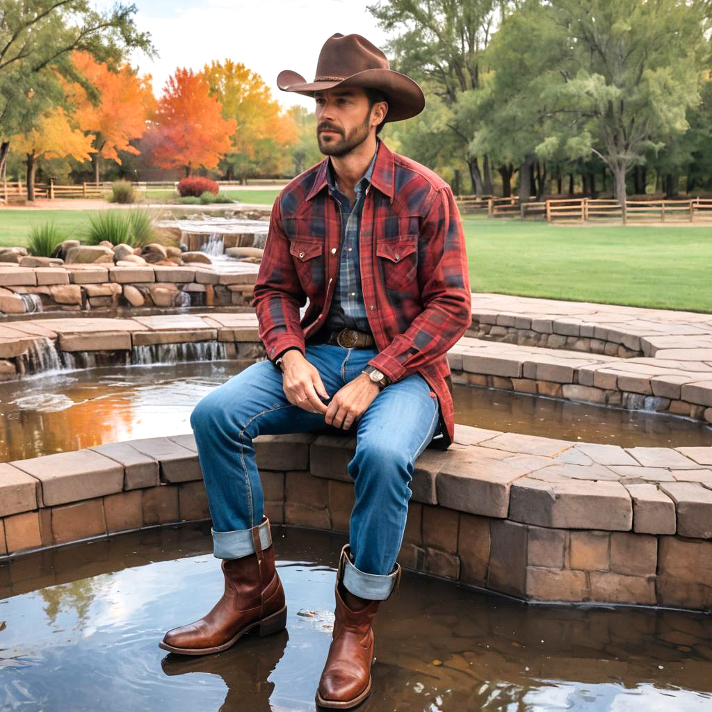 Pastel Cowboy Portrait by Water Feature