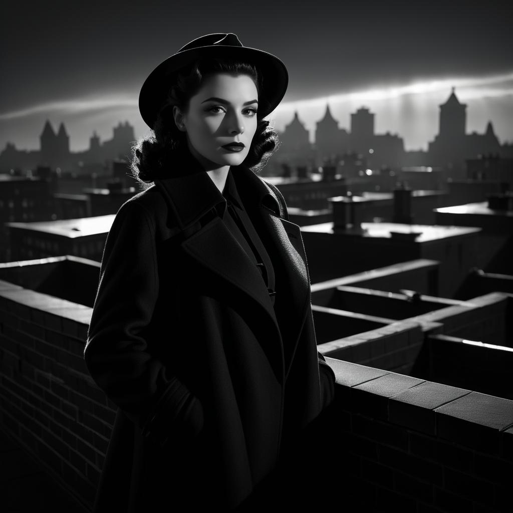 1940s Noir Portrait of a Mysterious Woman