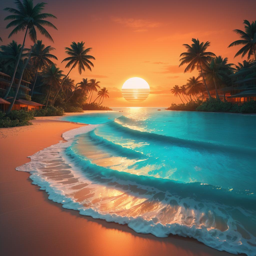 Hyper-Realistic Tropical Beach Sunset